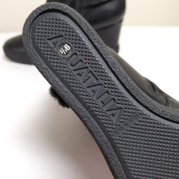 NEW AQUATALIA 3” Black Leather Cameron Insulated Wedge Boots - Picture 9 of 14